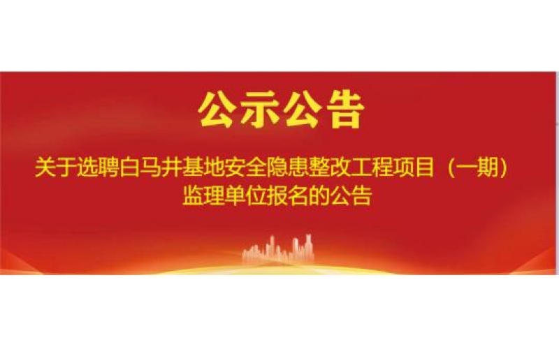 海南省南海现代渔业集团有限公司关于选聘白马井基地安全隐患整改工程项目（一期）监理单位报名的公告