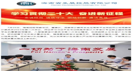 海南控股召开党委审计委员会2023年第二次会议 强调充分发挥审计在全面从严治党中的重要作用
